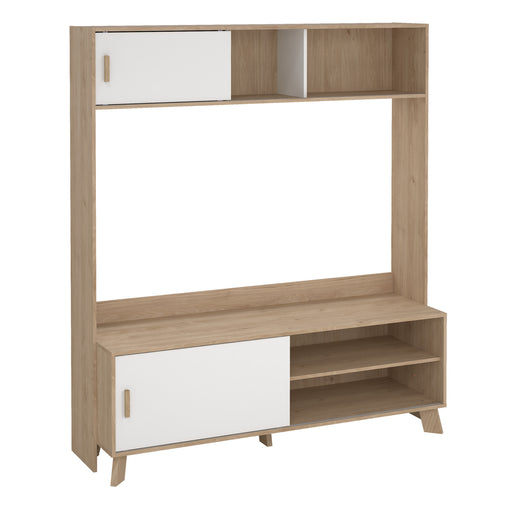 Ikast TV-Wall Unit with 2 Sliding Doors in Jackson Hickory and White – image 1