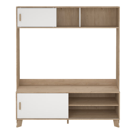 Ikast TV-Wall Unit with 2 Sliding Doors in Jackson Hickory and White – image 2