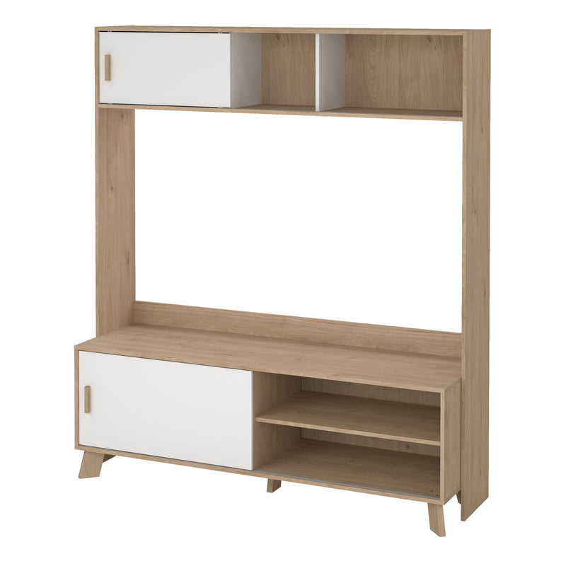 Ikast TV-Wall Unit with 2 Sliding Doors in Jackson Hickory and White – image 3