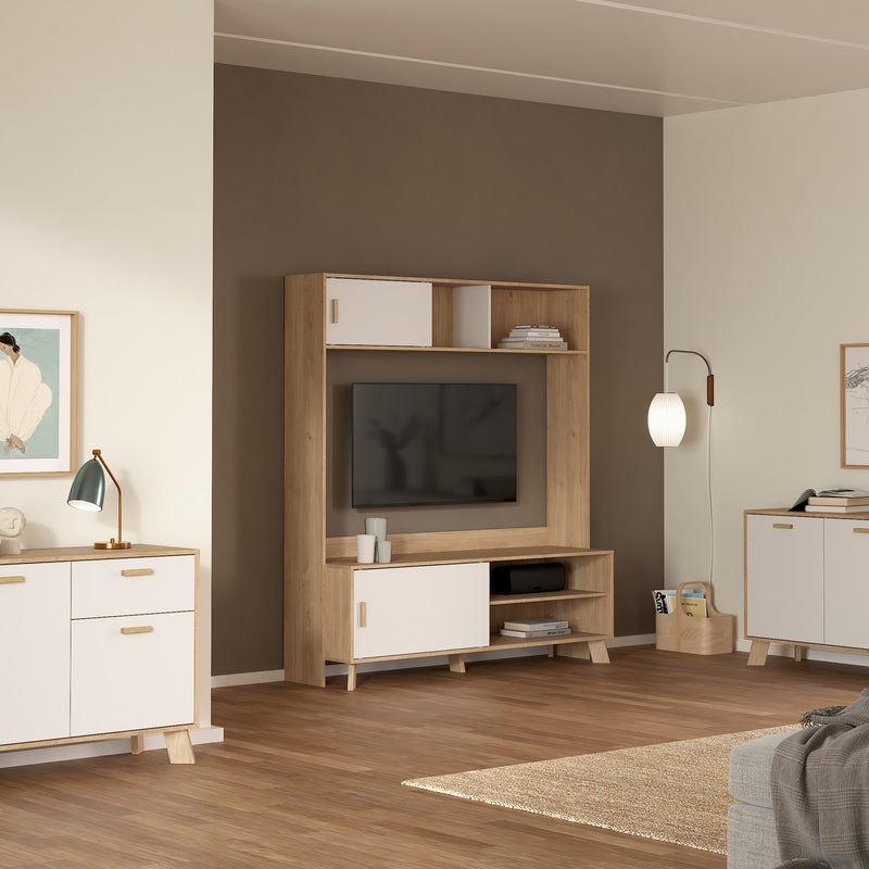 Ikast TV-Wall Unit with 2 Sliding Doors in Jackson Hickory and White – image 7
