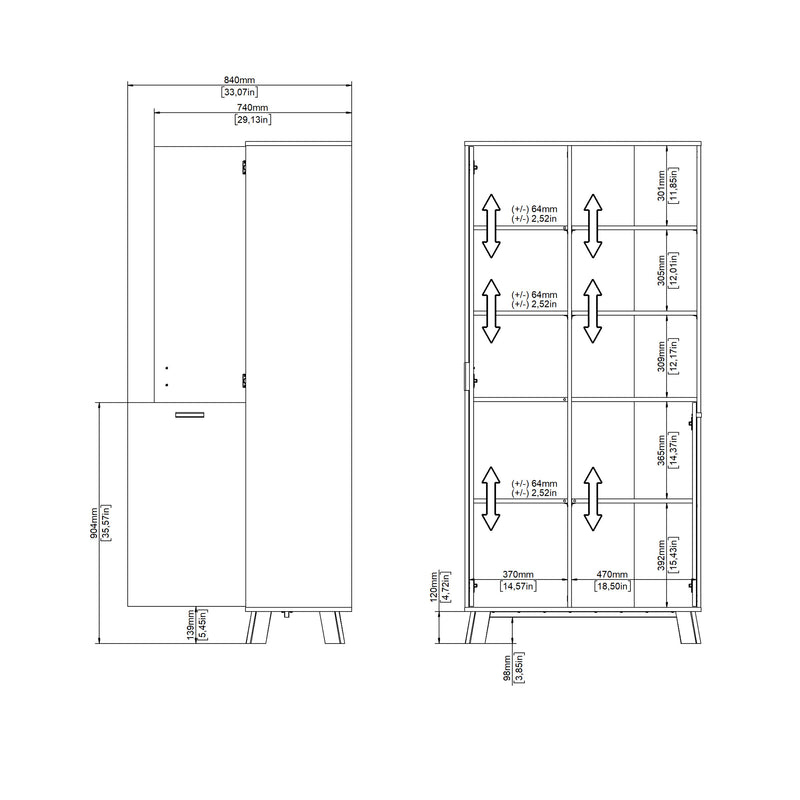 Ikast China Cabinet 2 Doors in Jackson Hickory and White – image 12