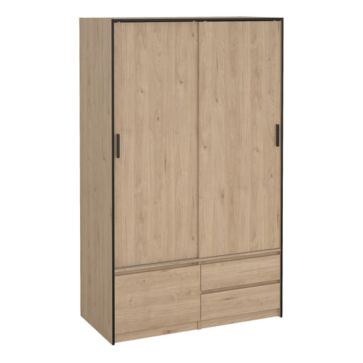 Line Wardrobe with 2 Sliding Doors 1 Small Door and 2 Drawers in Jackson Hickory Oak – image 1