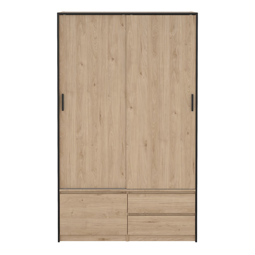 Line Wardrobe with 2 Sliding Doors 1 Small Door and 2 Drawers in Jackson Hickory Oak – image 2