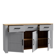 Bohol 3 Door 3 Drawer Sideboard – Grey – image 3