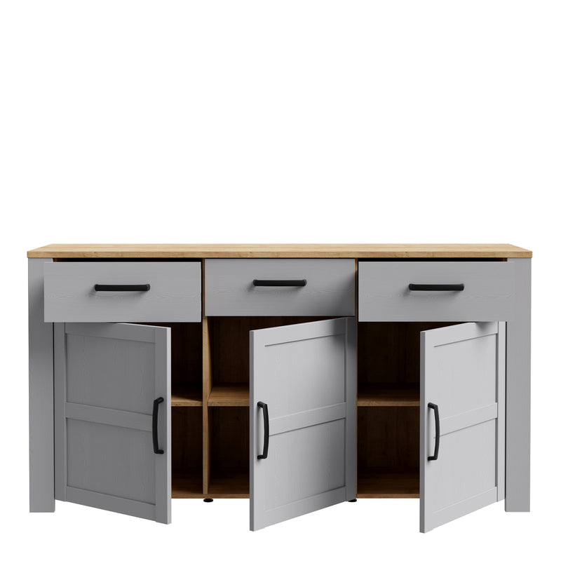 Bohol 3 Door 3 Drawer Sideboard – Grey – image 4