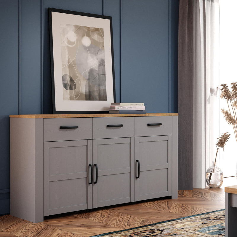 Bohol 3 Door 3 Drawer Sideboard – Grey – image 6