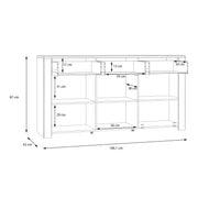 Bohol 3 Door 3 Drawer Sideboard – Grey – image 8
