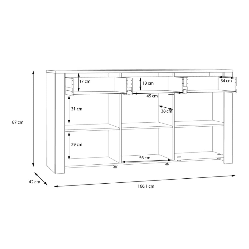 Bohol 3 Door 3 Drawer Sideboard – Grey – image 8
