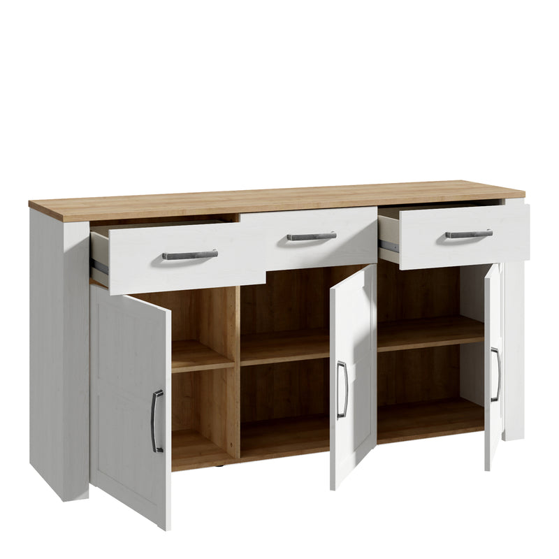 Bohol 3 Door 3 Drawer Sideboard – White – image 3