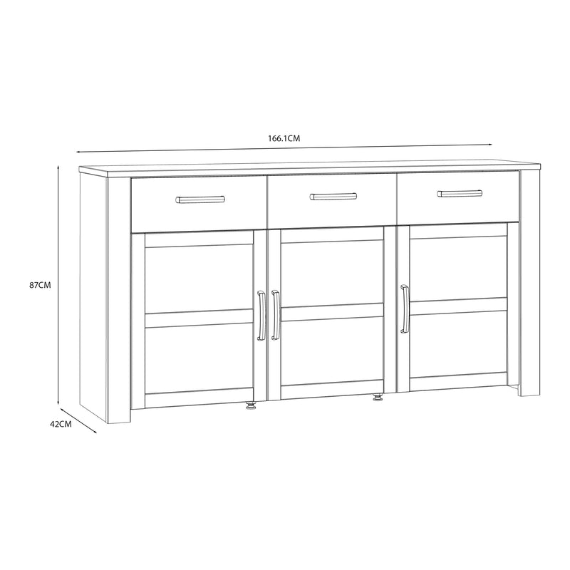 Bohol 3 Door 3 Drawer Sideboard – White – image 8