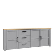 Bohol 3 Door 3 Drawer Large Sideboard – Grey – image 1