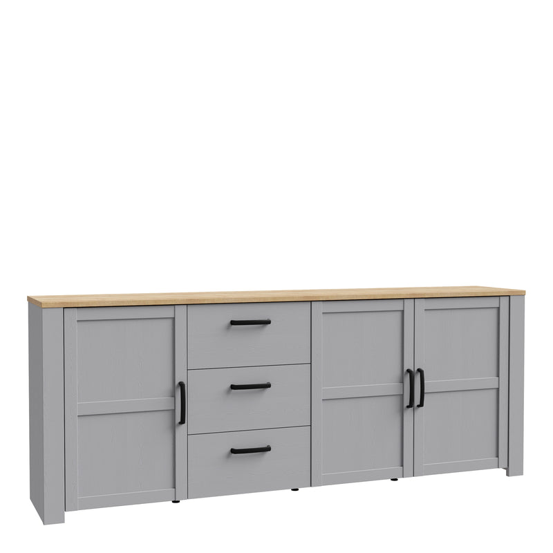 Bohol 3 Door 3 Drawer Large Sideboard – Grey – image 1