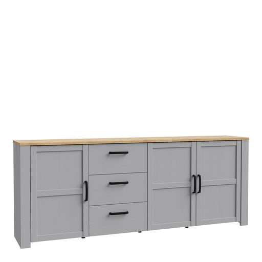 Bohol 3 Door 3 Drawer Large Sideboard – Grey – image 1