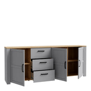 Bohol 3 Door 3 Drawer Large Sideboard – Grey – image 3