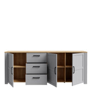 Bohol 3 Door 3 Drawer Large Sideboard – Grey – image 4