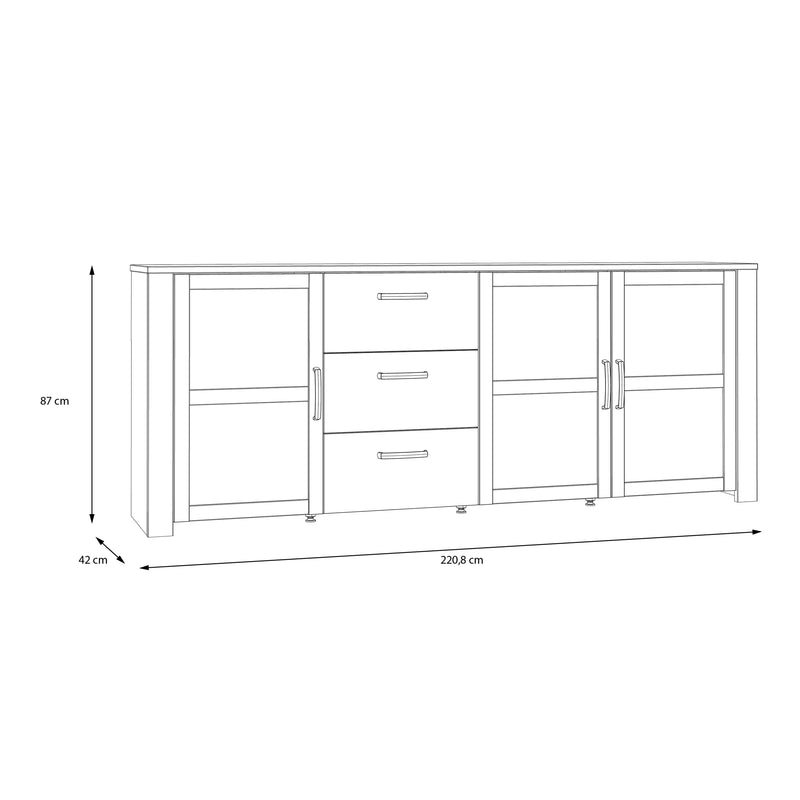 Bohol 3 Door 3 Drawer Large Sideboard – Grey – image 7