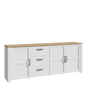 Bohol 3 Door 3 Drawer Large Sideboard – White – image 1