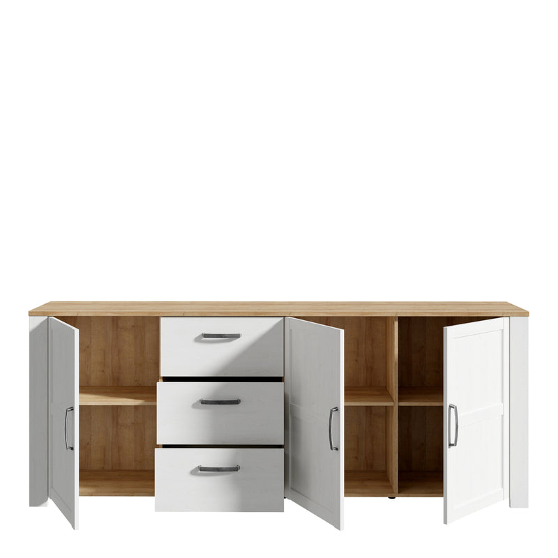 Bohol 3 Door 3 Drawer Large Sideboard – White – image 4