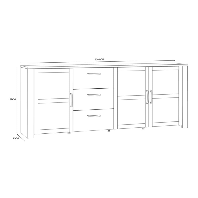Bohol 3 Door 3 Drawer Large Sideboard – White – image 7