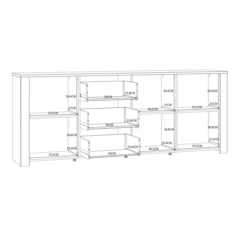Bohol 3 Door 3 Drawer Large Sideboard – White – image 8