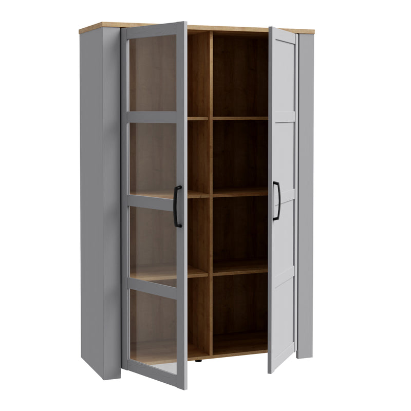 Bohol 2 Door Display Cabinet – Riviera Oak/Grey Oak – image 3