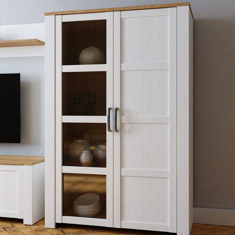 Bohol 2 Door Display Cabinet – Riviera Oak/White – image 6
