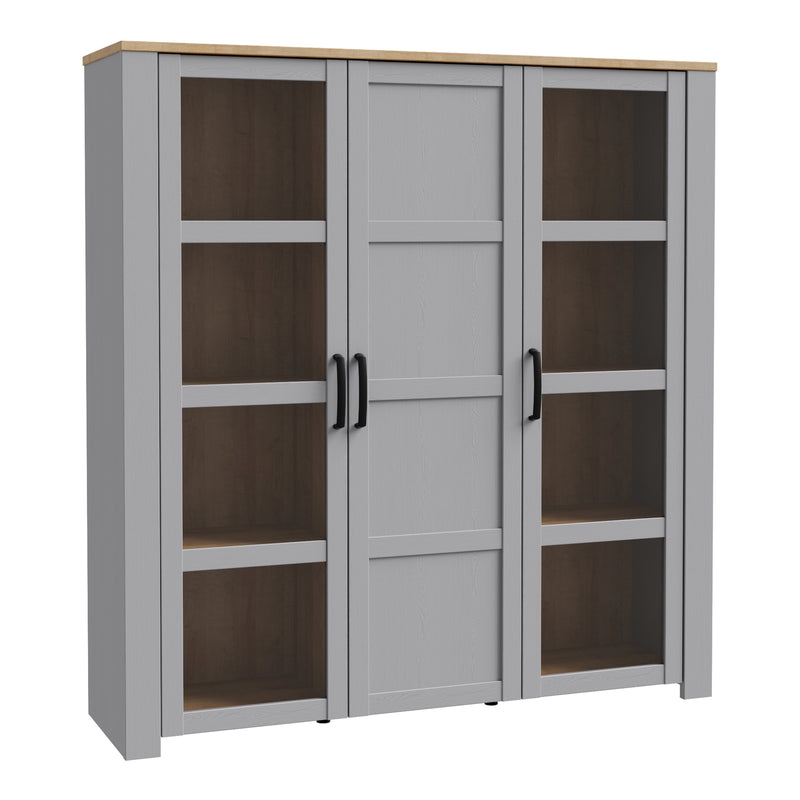 Bohol 3 Door Large Display Cabinet – Grey – image 1