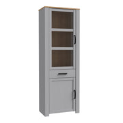 Bohol 2 Door 1 Drawer Narrow Display Cabinet – Riviera Oak/Grey Oak – image 1