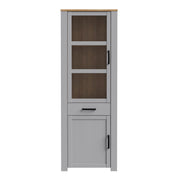 Bohol 2 Door 1 Drawer Narrow Display Cabinet – Riviera Oak/Grey Oak – image 2