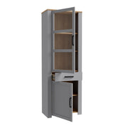 Bohol 2 Door 1 Drawer Narrow Display Cabinet – Riviera Oak/Grey Oak – image 3