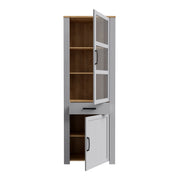 Bohol 2 Door 1 Drawer Narrow Display Cabinet – Riviera Oak/Grey Oak – image 4