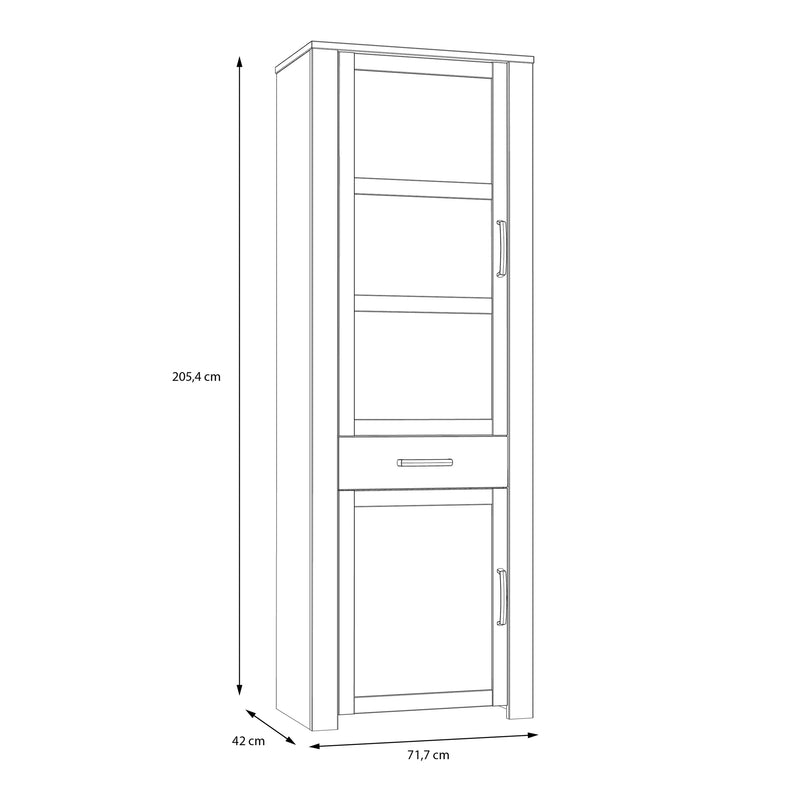 Bohol 2 Door 1 Drawer Narrow Display Cabinet – Riviera Oak/Grey Oak – image 7