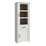 Bohol 2 Door 1 Drawer Narrow Display Cabinet – Riviera Oak/White – image 1