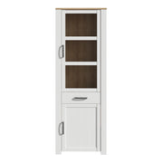 Bohol 2 Door 1 Drawer Narrow Display Cabinet – Riviera Oak/White – image 2