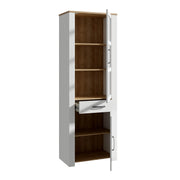Bohol 2 Door 1 Drawer Narrow Display Cabinet – Riviera Oak/White – image 3