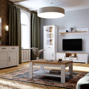Bohol 2 Door 1 Drawer Narrow Display Cabinet – Riviera Oak/White – image 5