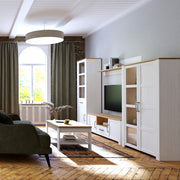 Bohol 2 Door 1 Drawer Narrow Display Cabinet – Riviera Oak/White – image 6