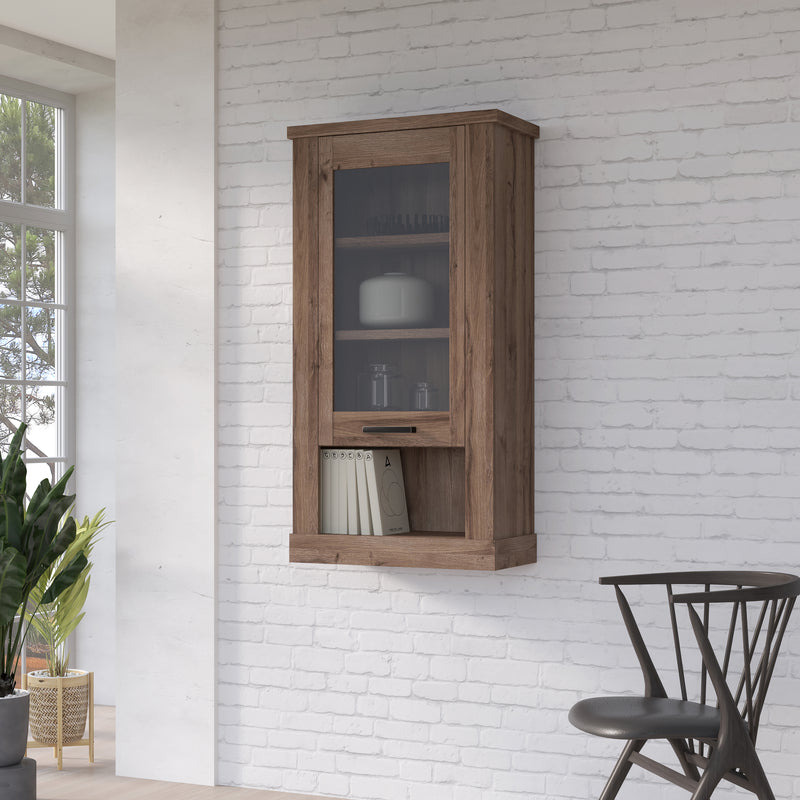 Corona 1 Door Wall Display Cabinet in Tabak Oak – image 5