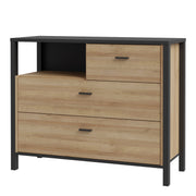 High Rock Chest of 3 Drawers in Matt Black/Riviera Oak – image 3