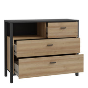 High Rock Chest of 3 Drawers in Matt Black/Riviera Oak – image 4