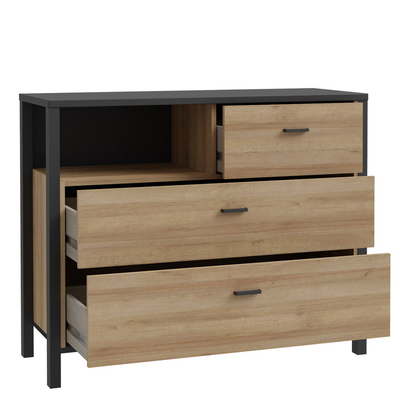 High Rock Chest of 3 Drawers in Matt Black/Riviera Oak – image 4