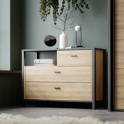 High Rock Chest of 3 Drawers in Matt Black/Riviera Oak – image 6
