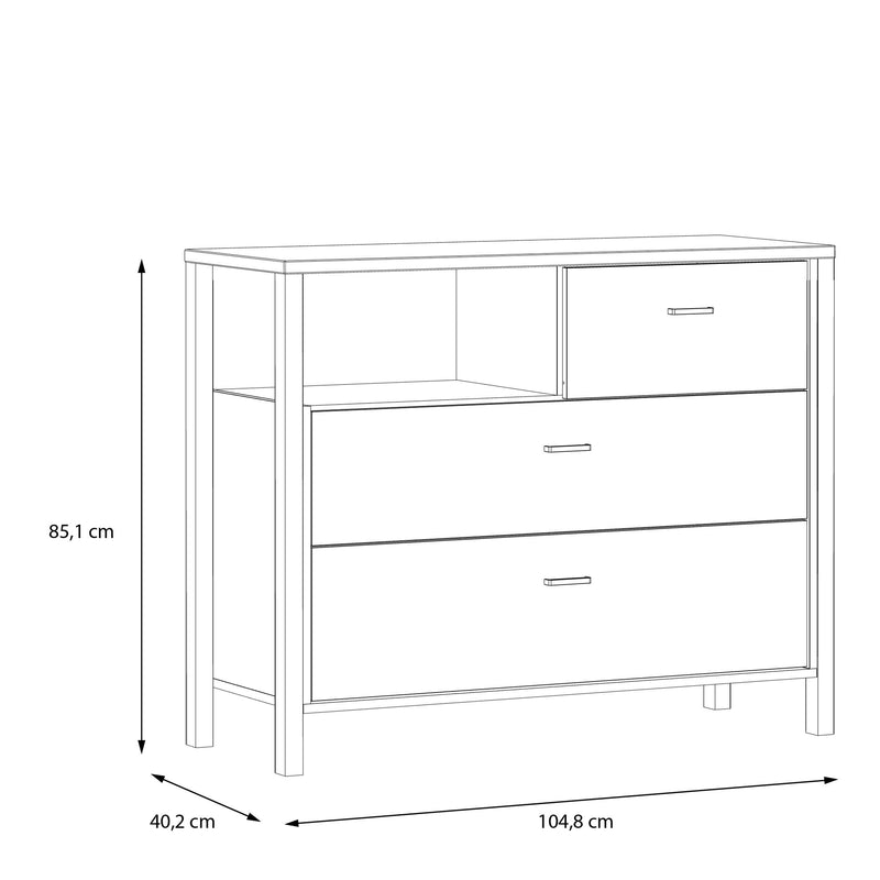 High Rock Chest of 3 Drawers in Matt Black/Riviera Oak – image 7