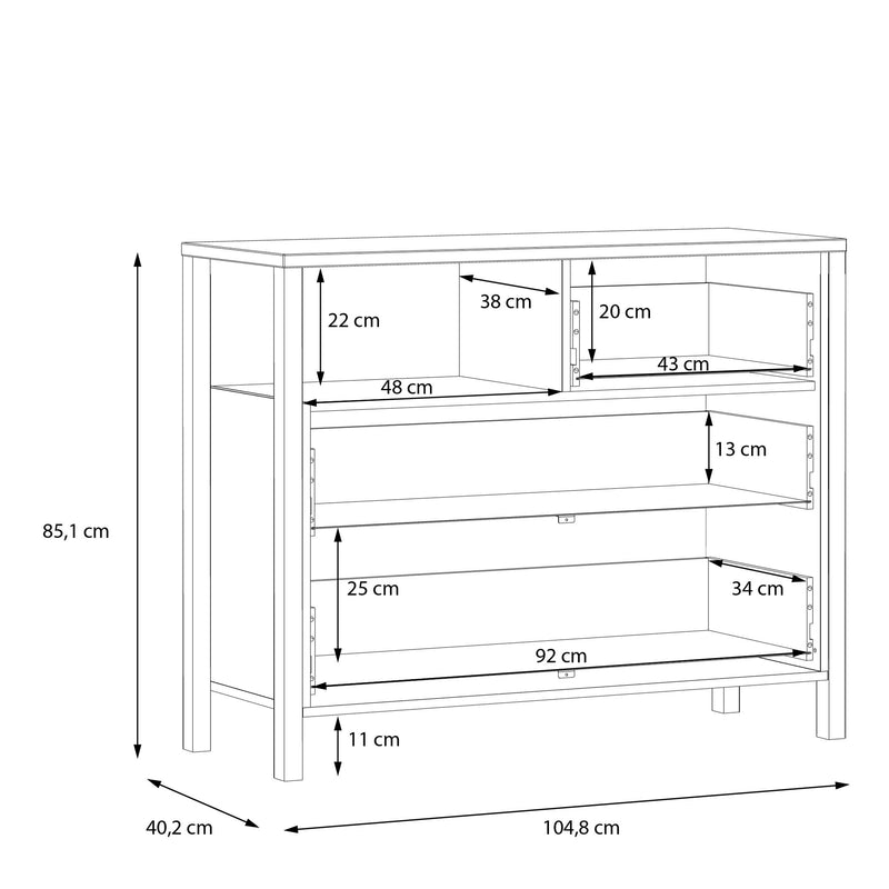 High Rock Chest of 3 Drawers in Matt Black/Riviera Oak – image 8