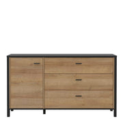 High Rock 1 Door 3 Drawer Sideboard in Matt Black/Riviera Oak – image 2