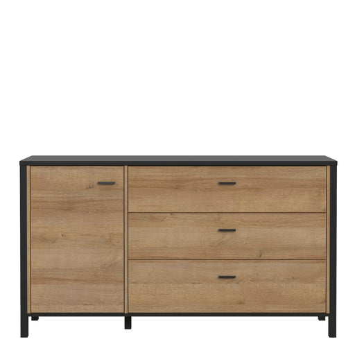 High Rock 1 Door 3 Drawer Sideboard in Matt Black/Riviera Oak – image 2