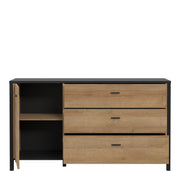 High Rock 1 Door 3 Drawer Sideboard in Matt Black/Riviera Oak – image 4
