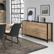 High Rock 1 Door 3 Drawer Sideboard in Matt Black/Riviera Oak – image 5