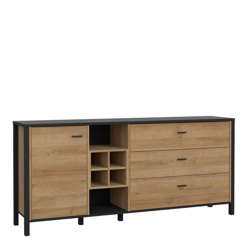 High Rock (Large) Sideboard in Matt Black/Riviera Oak – image 1