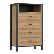 High Rock Chest of 4 Drawers in Matt Black/Riviera Oak – image 1